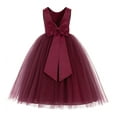 thumbnail image 1 of Ekidsbridal V-Back Satin Tulle Flower Girl Dress for Wedding Guest Junior Bridesmaid Pageant Gown 219T 6, 1 of 3