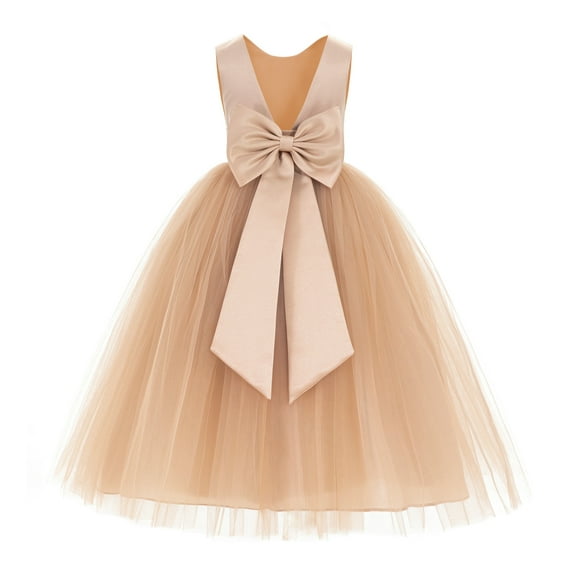 Ekidsbridal V-Back Satin Tulle Flower Girl Dress for Wedding Guest Junior Bridesmaid Pageant Gown 219T 8