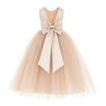 thumbnail image 1 of Ekidsbridal V-Back Satin Tulle Flower Girl Dress for Wedding Guest Junior Bridesmaid Pageant Gown 219T 8, 1 of 3