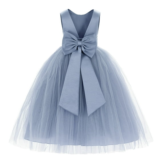 Ekidsbridal V-Back Satin Tulle Flower Girl Dress for Wedding Guest Junior Bridesmaid Pageant Gown 219T 8