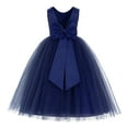 thumbnail image 1 of Ekidsbridal V-Back Satin Tulle Flower Girl Dress for Wedding Guest Junior Bridesmaid Pageant Gown 219T M, 1 of 3