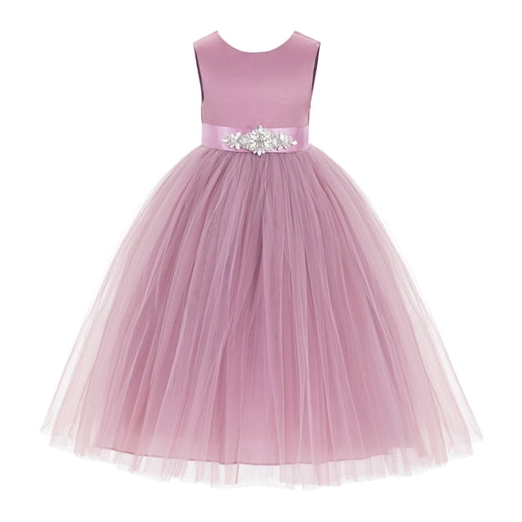 Ekidsbridal V-Back Satin Tulle Flower Girl Dresses Ceremonial Gown Pageant Ballroom Dance 219R5 2