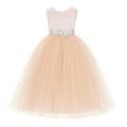 thumbnail image 1 of Ekidsbridal V-Back Satin Tulle Flower Girl Dresses Ceremonial Gown Pageant Ballroom Dance 219R5 6, 1 of 3