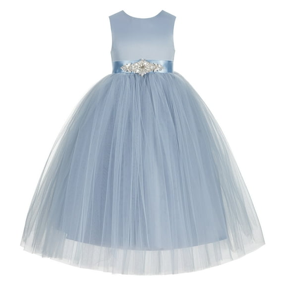 Ekidsbridal V-Back Satin Tulle Flower Girl Dresses Communion Baptism Christening Gown 219R5 12