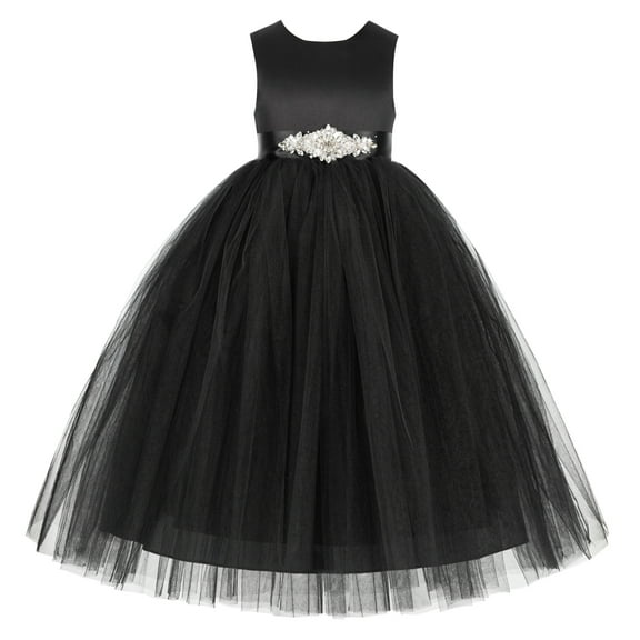 Ekidsbridal V-Back Satin Tulle Flower Girl Dresses Communion Baptism Christening Gown 219R5 2