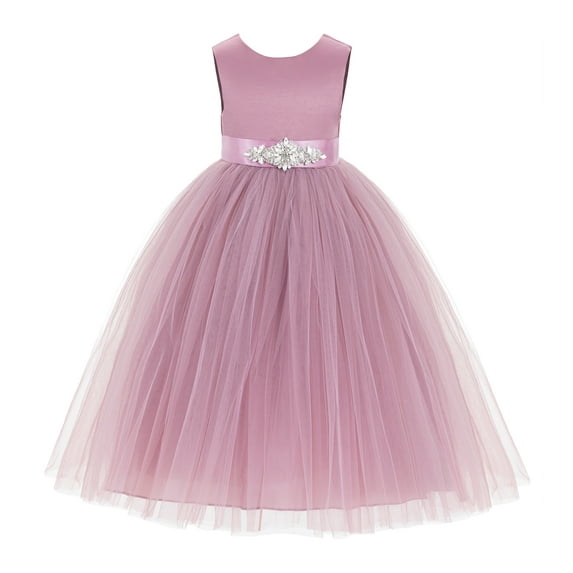 Ekidsbridal V-Back Satin Tulle Flower Girl Dresses Communion Baptism Christening Gown 219R5 4
