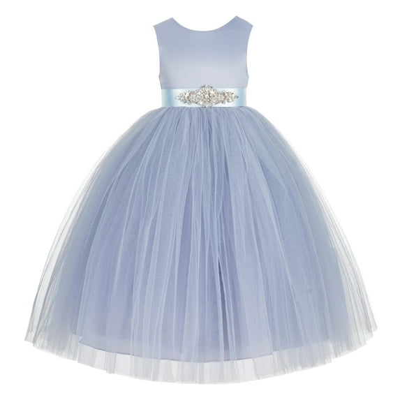 Ekidsbridal V-Back Satin Tulle Flower Girl Dresses Communion Baptism Christening Gown 219R5 6