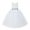 thumbnail image 1 of Ekidsbridal V-Back White Lace Flower Girl Dress Tutu Tulle Junior Pageant Wedding Ballroom Dance Recital Gown 212R4 5, 1 of 3