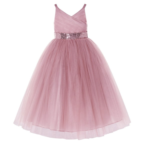 Ekidsbridal V-Neck Tulle Flower Girl Dress for Communion Baptism Formal Gown 218 12