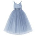 thumbnail image 1 of Ekidsbridal V-Neck Tulle Flower Girl Dress for Communion Baptism Formal Gown 218 10, 1 of 3