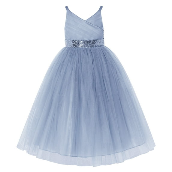 Ekidsbridal V-Neck Tulle Flower Girl Dress for Communion Baptism Formal Gown 218 10