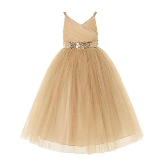 Ekidsbridal V-Neck Tulle Flower Girl Dress for Communion Baptism Formal Gown 218 8