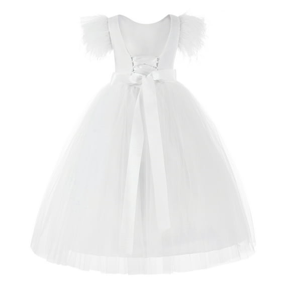 Ekidsbridal Vintage Corset Feather Flower Girl Dress Pageant Dresses for Girls OS1 8
