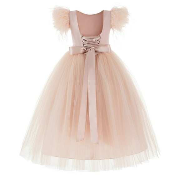Ekidsbridal Vintage Corset Feather Flower Girl Dress Photoshoot Dresses for Toddler Girls Formal OS1 4