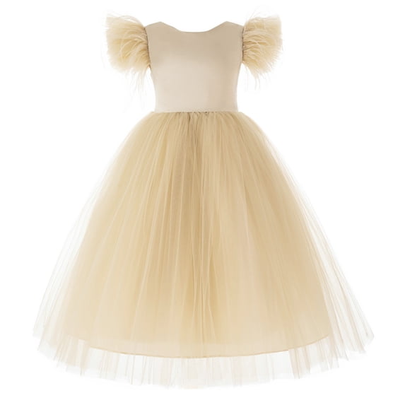 Ekidsbridal Vintage Corset Feather Flower Girl Dress Photoshoot Dresses for Toddler Girls Formal OS1 6