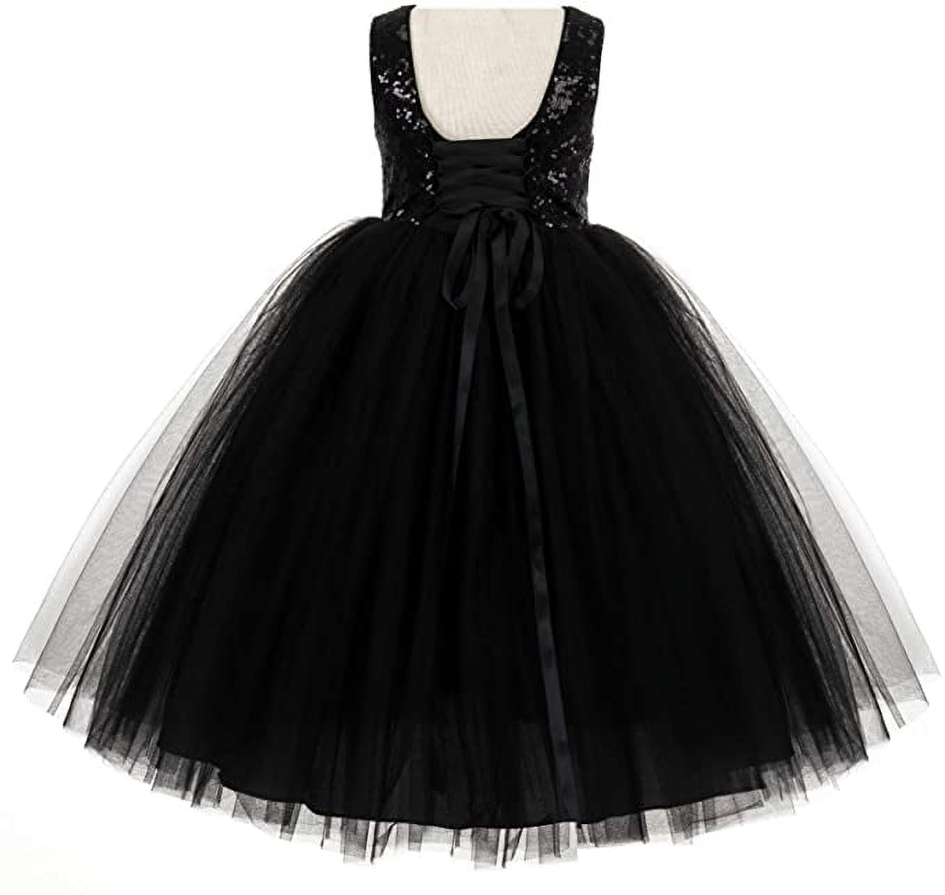 Vintage Corset Tutu Flower Girl Dress Special Occasion Junior Pageant Pretty Princess Party Gown 205 Black / 4