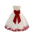 thumbnail image 1 of Ekidsbridal Wedding Pageant Rose Petals Ivory Tulle Flower Girl Dress Junior Bridesmaid Summer Easter Communion 302T 10, 1 of 3