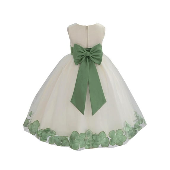 Ekidsbridal Wedding Pageant Rose Petals Ivory Tulle Flower Girl Dress Junior Bridesmaid Summer Easter Communion 302T 6