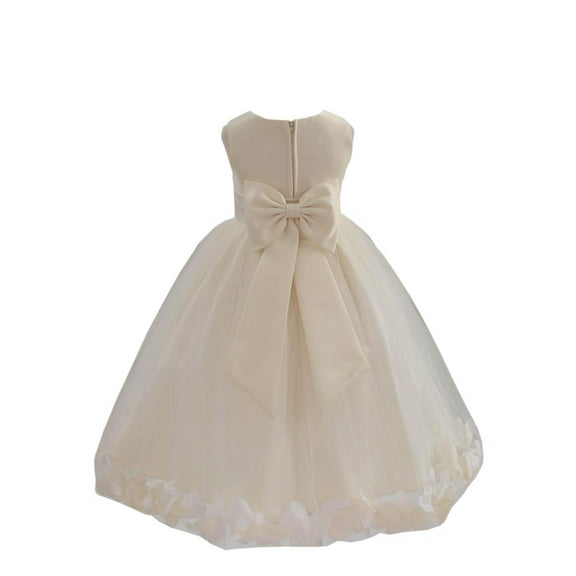 Ekidsbridal Wedding Pageant Rose Petals Ivory Tulle Flower Girl Dress Junior Bridesmaid Summer Easter Communion 302T M