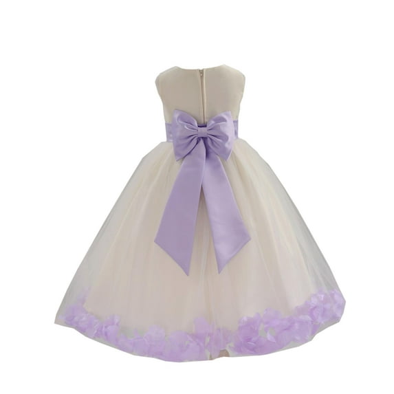 Ekidsbridal Wedding Pageant Rose Petals Ivory Tulle Flower Girl Dress Junior Bridesmaid Summer Easter Communion 302T S