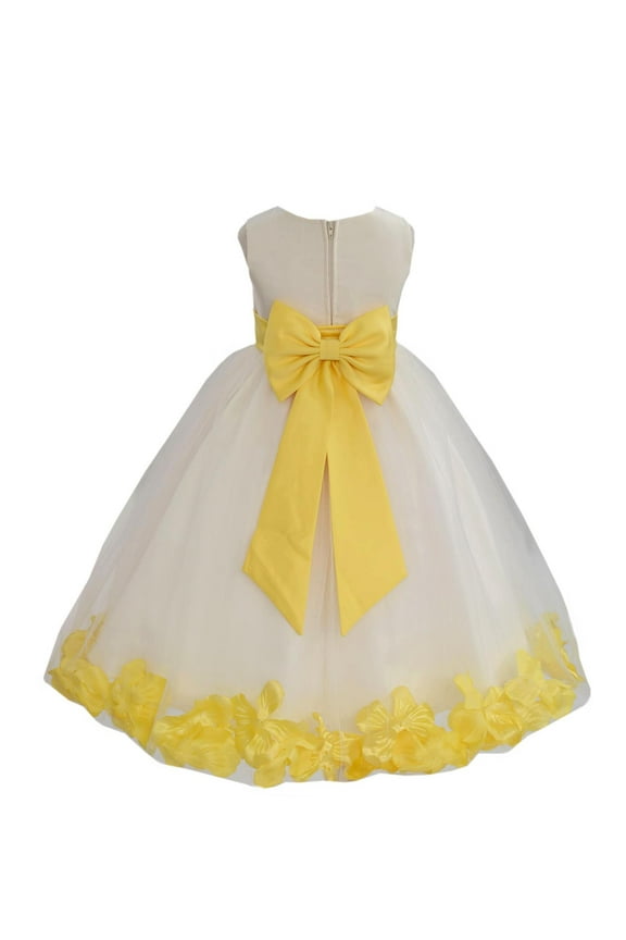 Wedding Pageant Rose Petals Ivory Tulle Junior Bridesmaid Toddler Dress Summer Easter Dress First Communion Clothing Holiday Recital Dress Princess Formal Occasions 302T Flower Girl Dress