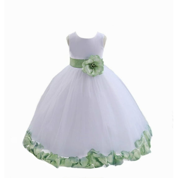 Ekidsbridal Satin White Sage Tulle Petal Flower Girl Dress for Beauty Pageant Toddlers Dancing Fashion Gowns 302S 14