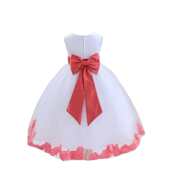 Ekidsbridal Wedding Pageant Rose Petals White Tulle Flower Girl Dress Toddler Special Occasion 302T M