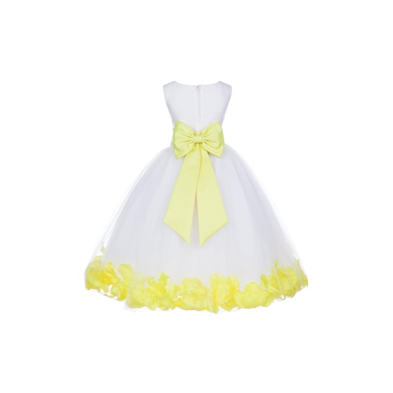 Ekidsbridal Wedding Pageant Rose Petals White Tulle Flower Girl Dress Toddler Special Occasion 302T M