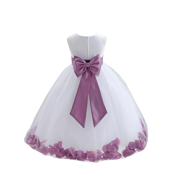 Ekidsbridal Wedding Pageant Rose Petals White Tulle Flower Girl Dress Toddler Special Occasion 302T S