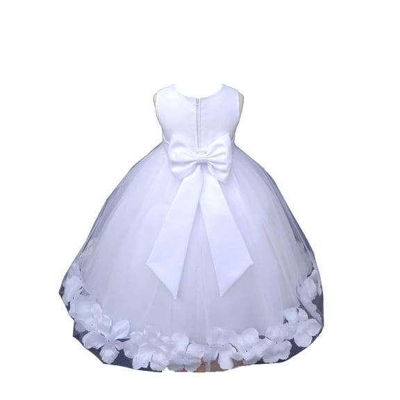 Ekidsbridal Wedding Pageant Rose Petals White Tulle Junior Bridesmaid Toddler Dress Summer Easter Dress First Communion Girls Clothing Holiday Recital Dress Princess 302T size 6 Flower Girl Dress