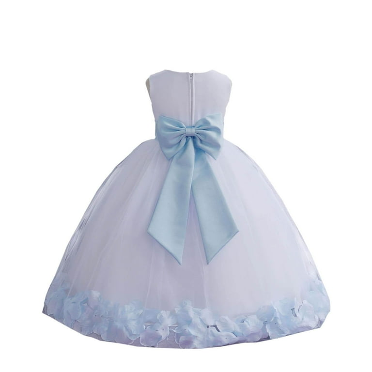 Girl's Satin & Tulle Dress With Petals – Perfect For Communion, Flower Girl, Pageants & Special Events