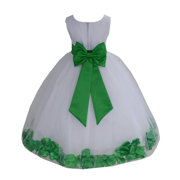 Ekidsbridal Wedding Pageant Rose Petals White Tulle Junior Bridesmaid Toddler Dress Summer Easter Dress First Communion Girls Clothing Holiday Recital Dress Princess 302T size 16 Flower Girl Dress