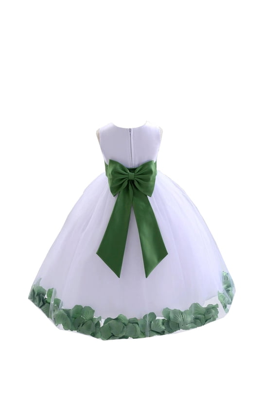 Wedding Pageant Rose Petals White Tulle Junior Bridesmaid Toddler Dress Summer Easter Dress First Communion Girls Clothing Holiday Recital Dress Princess 302T size 4 Flower Girl Dress