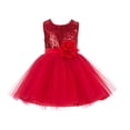 thumbnail image 1 of Ekidsbridal Wedding Pageant Sparkling Sequins Mesh Flower Girl Dress Princess Formal Evening Gown Tulle for Toddlers 124NF M, 1 of 3
