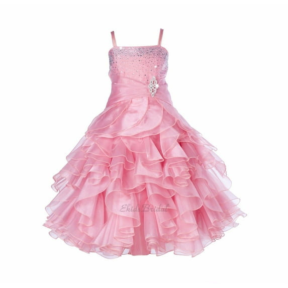 Ekidsbridal Wedding Satin Ruffles Organza Flower Girl Dress Elegant Pageant Birthday Junior Bridesmaid Pretty Princess 164S 10