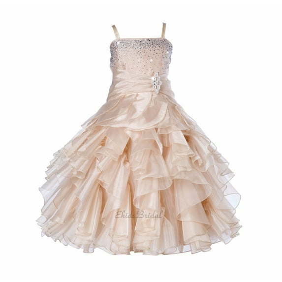 Ekidsbridal Wedding Satin Ruffles Organza Flower Girl Dress Elegant Pageant Birthday Junior Bridesmaid Pretty Princess 164S 16