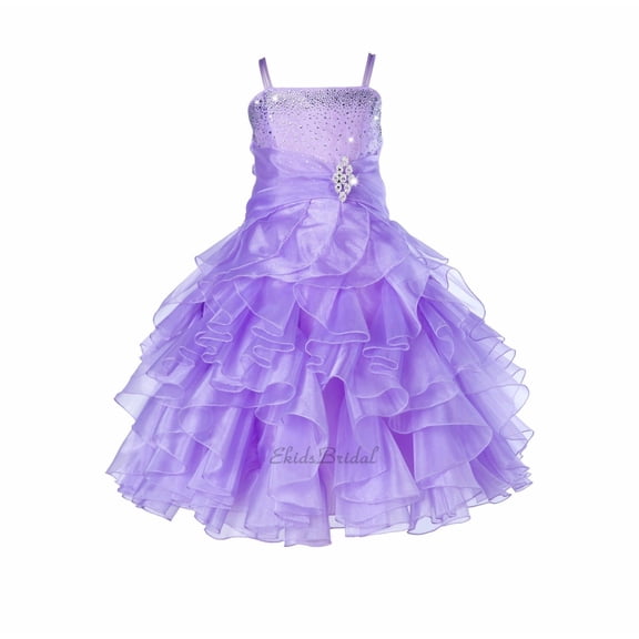 Ekidsbridal Wedding Satin Ruffles Organza Flower Girl Dress Elegant Pageant Birthday Junior Bridesmaid Pretty Princess 164S 16