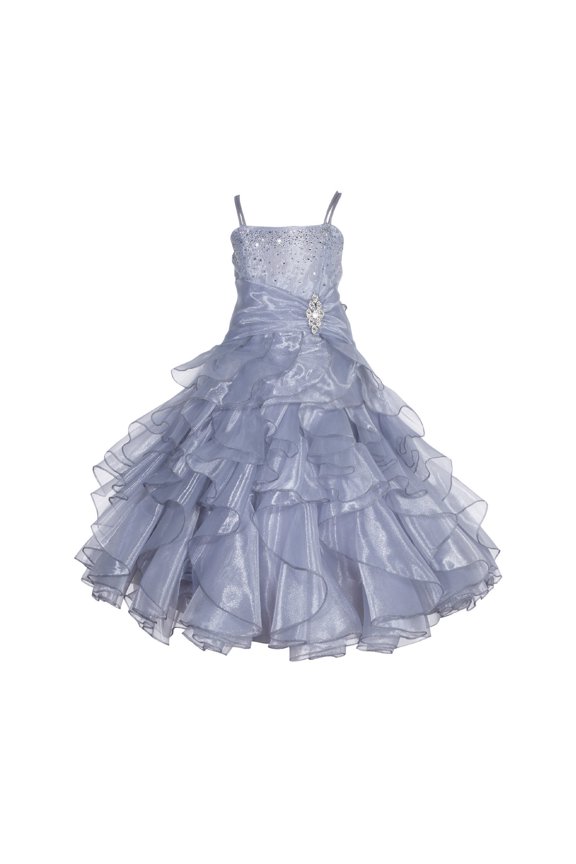 Wedding Satin Ruffles Organza Flower Girl Dress Elegant Pageant Birthday Junior Bridesmaid Pretty Princess 164S 6
