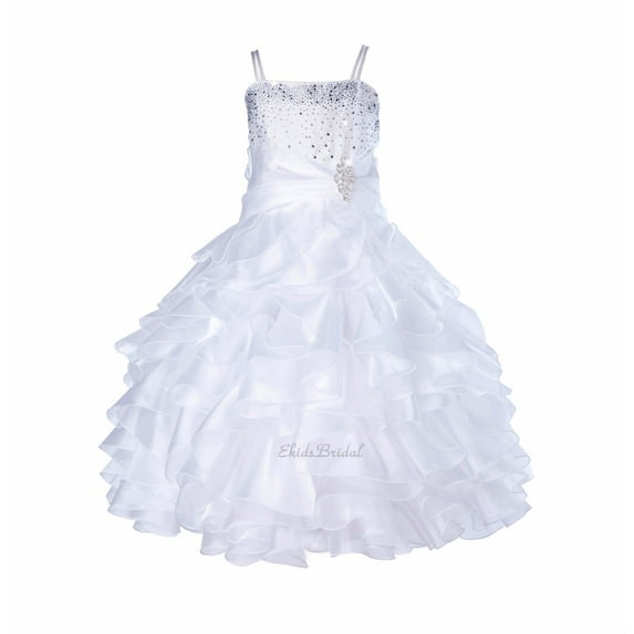 Ekidsbridal Wedding Satin Ruffles Organza Flower Girl Dress Elegant Pageant Birthday Junior Bridesmaid Pretty Princess 164S 6