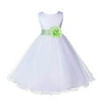 thumbnail image 1 of Ekidsbridal White Apple Green Tulle Rattail Edge Flower Girl Dress Princess Beauty Pageant Junior Bridesmaid Wedding Communion Baptism 829S M, 1 of 3