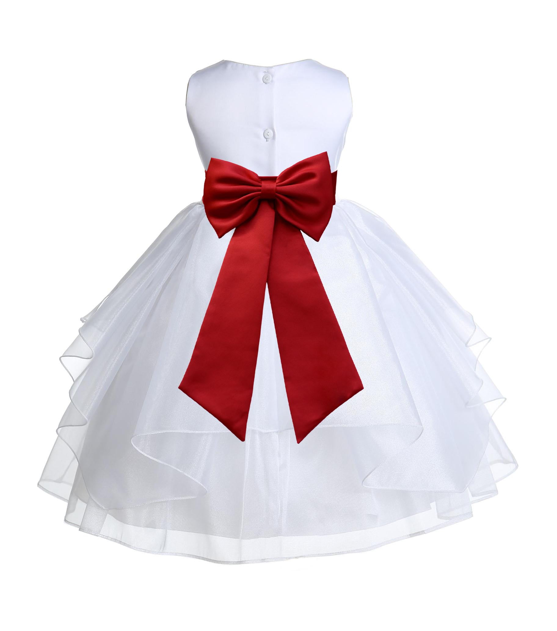 Ekidsbridal White Apple Red Shimmering Organza Flower Girl Dress Junior  Bridesmaid Wedding Pageant Communion Baptism Gown 4613T 6 - Walmart.com
