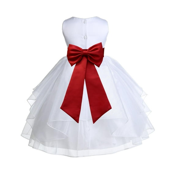 Ekidsbridal White Apple Red Shimmering Organza Flower Girl Dress Junior Bridesmaid Wedding Pageant Communion Baptism Gown 4613T M