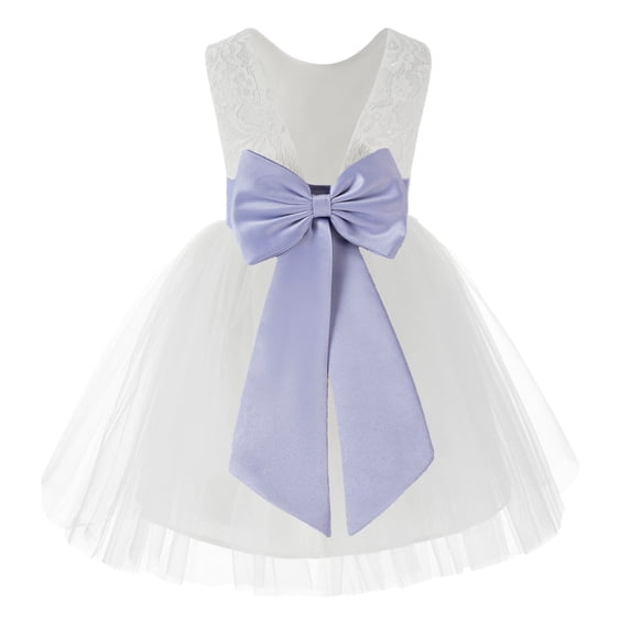 Ekidsbridal White Backless Lace V-Back Formal Photoshoot Dresses for Flower Girls Toddlers Dance Recital 206T 10