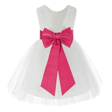 Ekidsbridal White Backless Lace V-Back Formal Photoshoot Dresses for Flower Girls Toddlers Dance Recital 206T 10