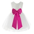 thumbnail image 1 of Ekidsbridal White Backless Lace V-Back Formal Photoshoot Dresses for Flower Girls Toddlers Dance Recital 206T 10, 1 of 3