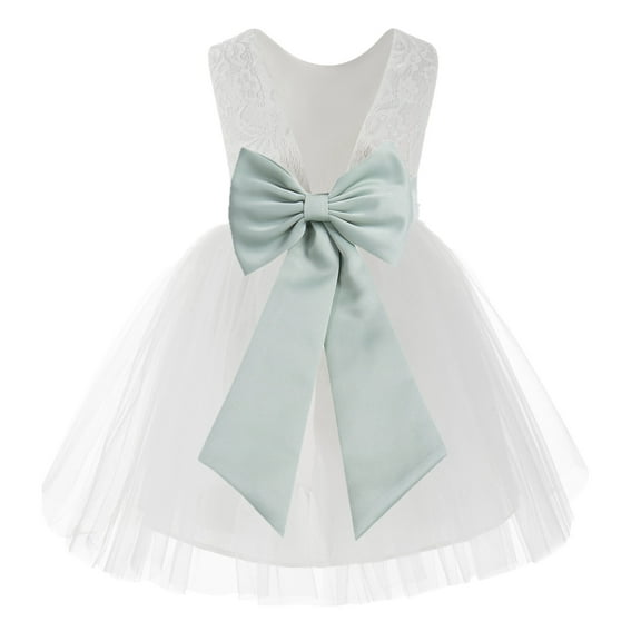 Ekidsbridal White Backless Lace V-Back Formal Photoshoot Dresses for Flower Girls Toddlers Dance Recital 206T 10