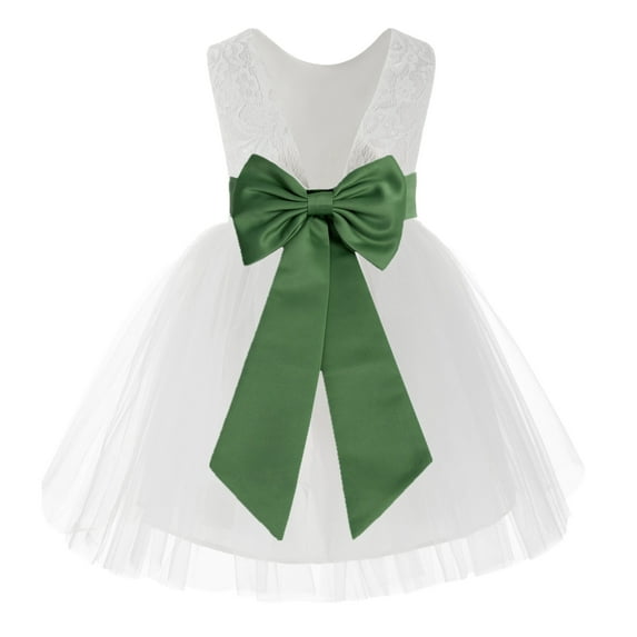 Ekidsbridal White Backless Lace V-Back Formal Photoshoot Dresses for Flower Girls Toddlers Dance Recital 206T 4