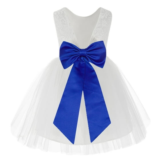 Ekidsbridal White Backless Lace V-Back Formal Photoshoot Dresses for Flower Girls Toddlers Dance Recital 206T 8
