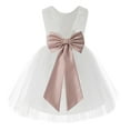 thumbnail image 1 of Ekidsbridal White Backless Lace V-Back Formal Photoshoot Dresses for Flower Girls Toddlers Dance Recital 206T M, 1 of 3