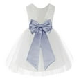 thumbnail image 1 of Ekidsbridal White Backless Lace V-Back Formal Photoshoot Dresses for Flower Girls Toddlers Dance Recital 206T 2, 1 of 2